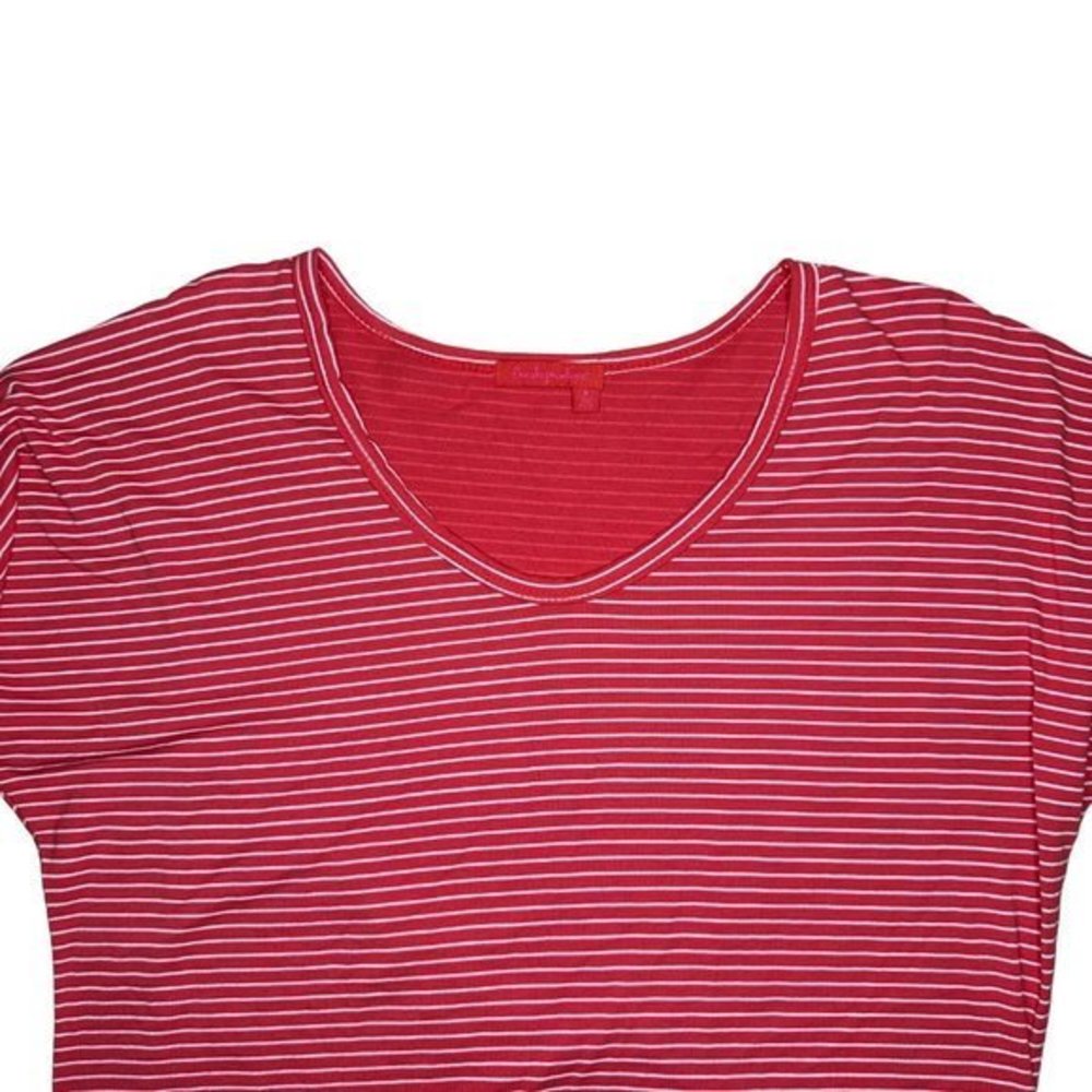Fresh Produce 3/4 Sleeve Red White Striped Shirt Size M